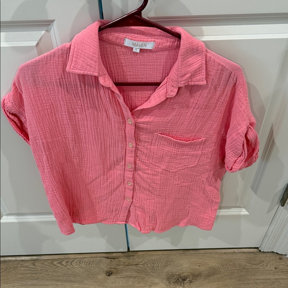 Pink Button-Up Women's Top